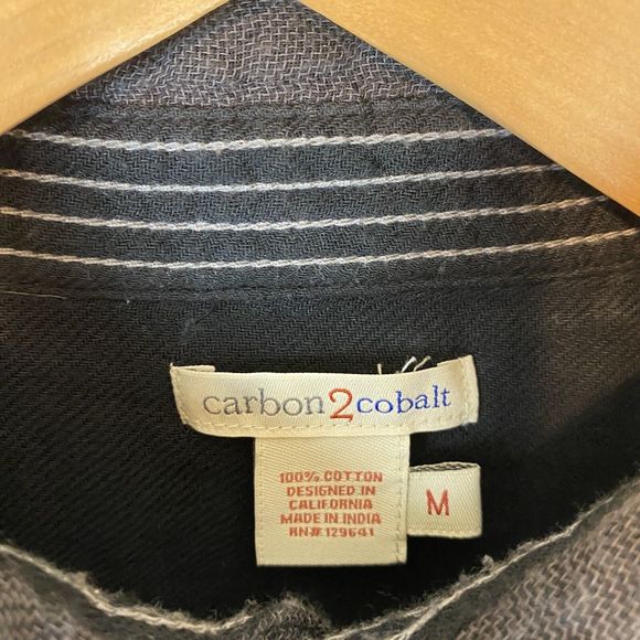 Carbon2cobalt M Gauze Button Down Shirt Blue Double Layer Long Sleeve Men’s - Picture 4 of 4